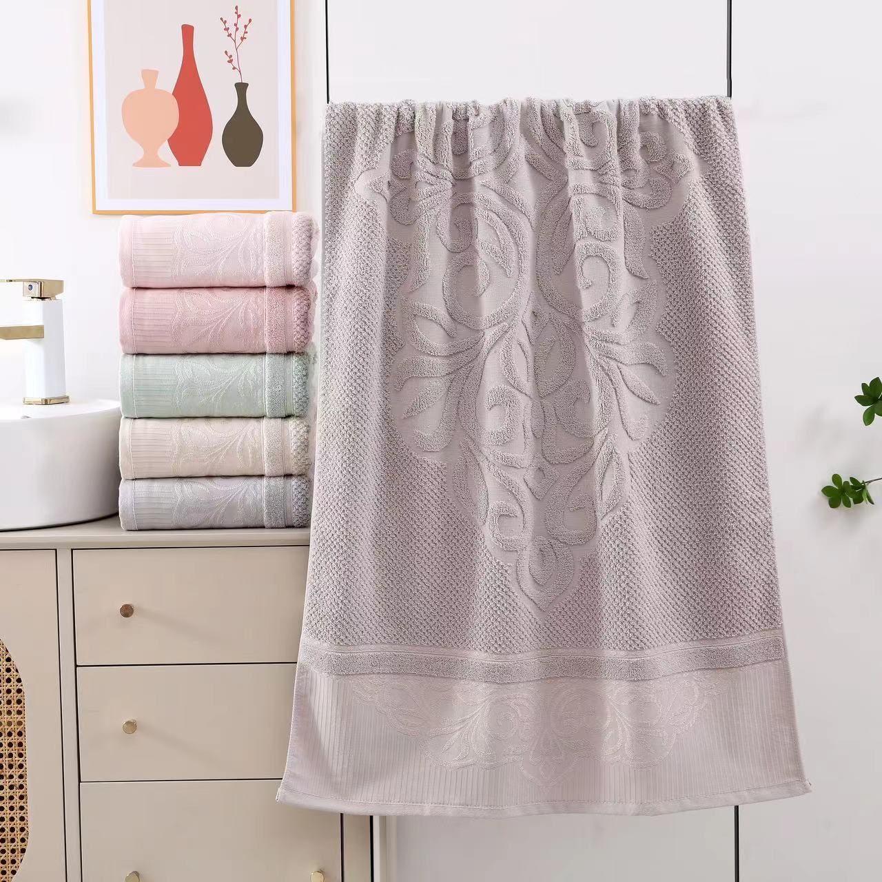 2-teiliges Handtuch-Set aus Baumwolle, 1 Handtuch & 1 Badetuch