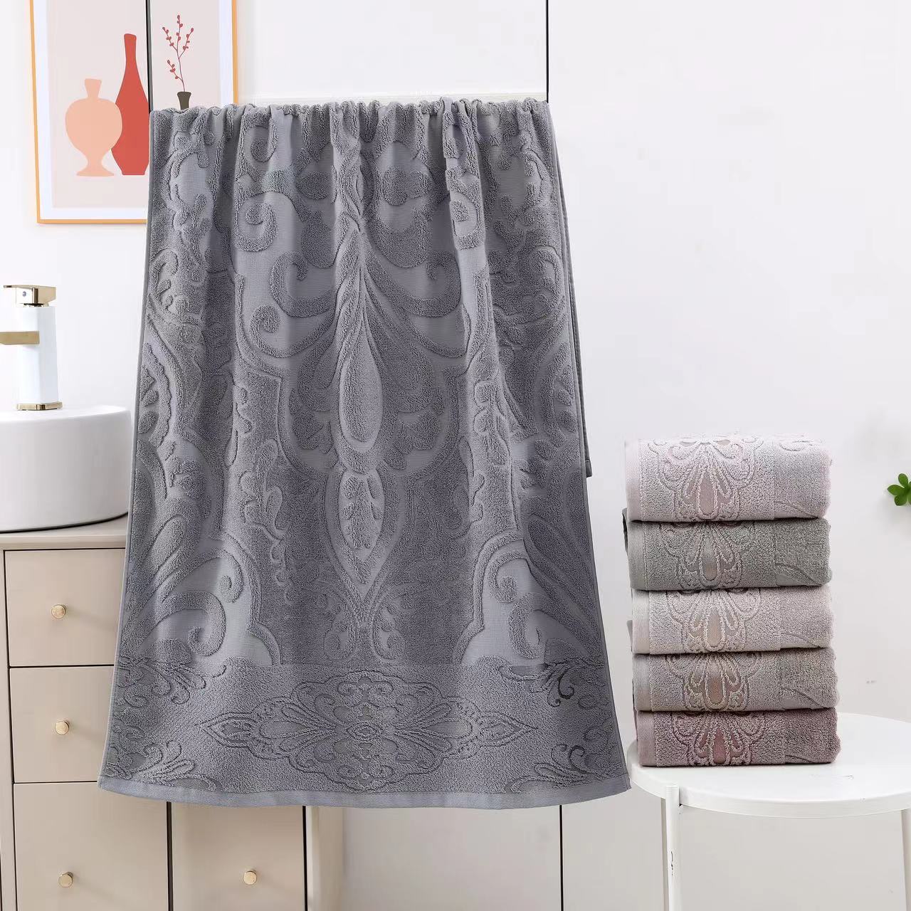 Luxuriöses Handtuch- und Badetuch-Set, Elegantes Jacquard-Design, Weich und Saugfähig