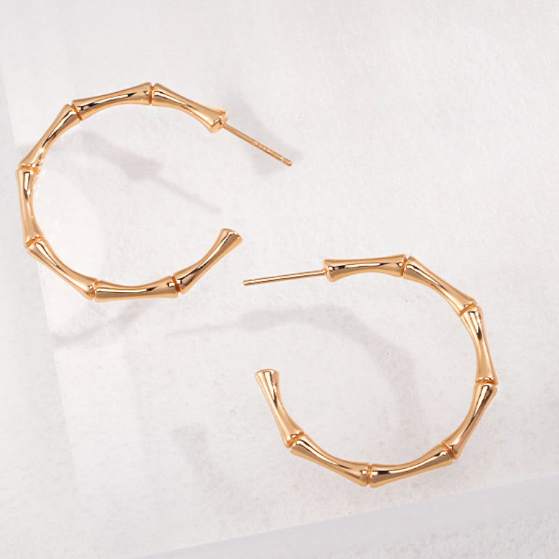 925er Silber Bambus Armreif und Ohrringe