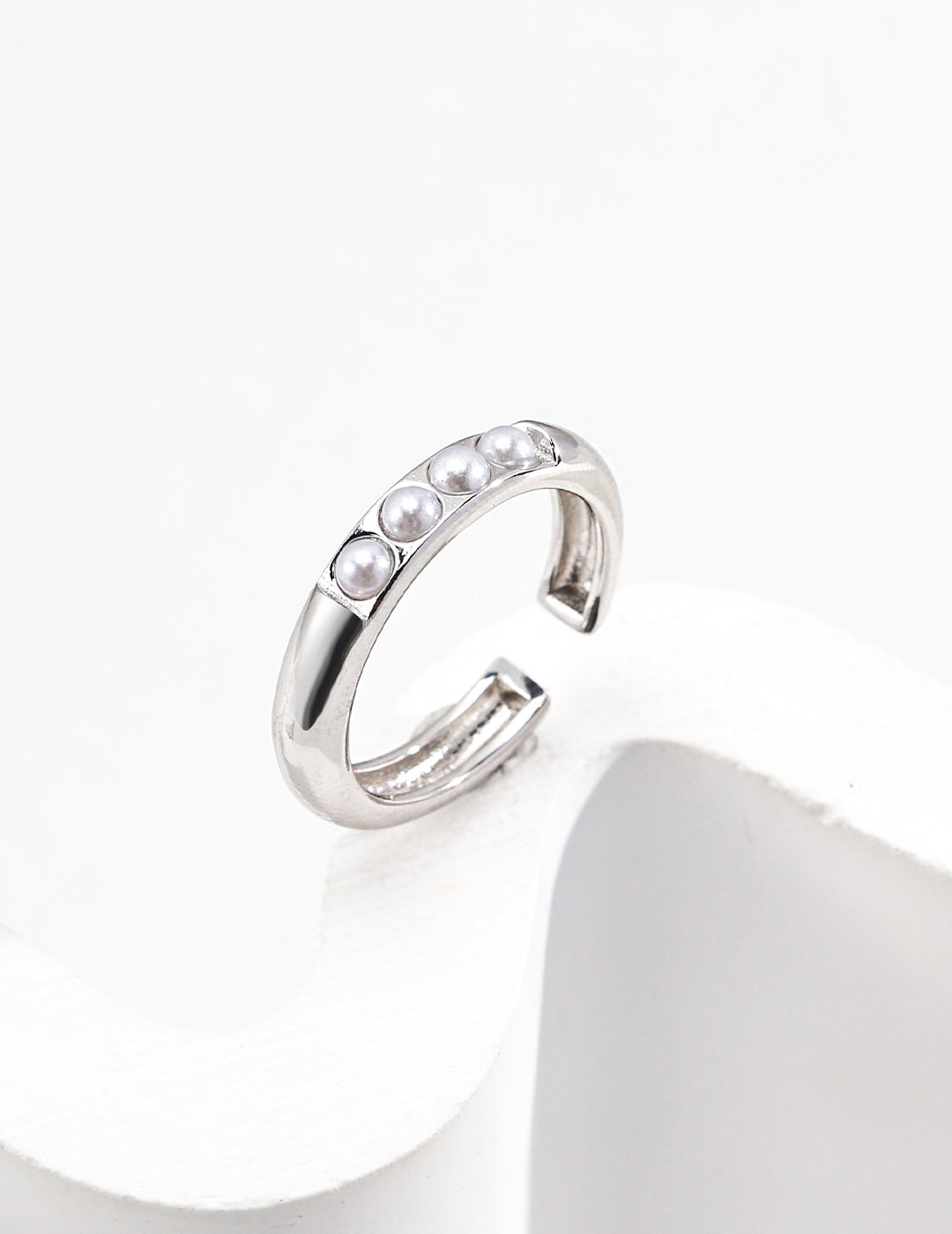 Damenring aus 925er Silber mit Muschelperlen – Verstellbar