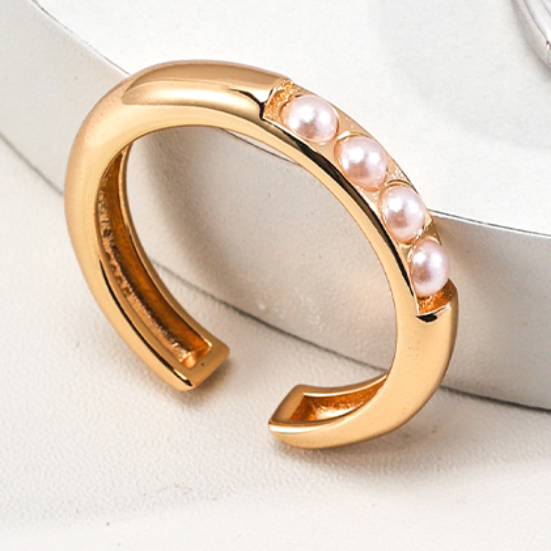 Damenring aus 925er Silber mit Muschelperlen – Verstellbar