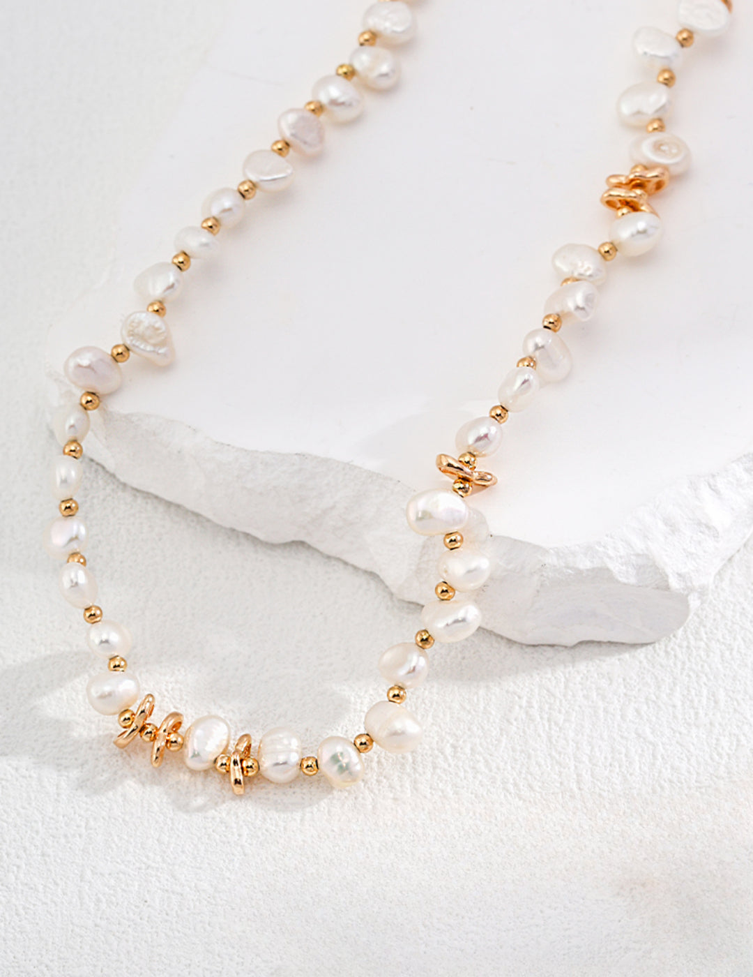 925er Silber Armband und Halskette mit Naturperlen - Verstellbar