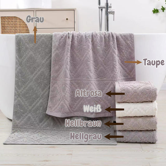 Exklusives Badehandtuch-Set aus 100% Baumwolle – 1 Großes & 1 Kleines Badetuch, Weiche Textur und Elegantes Design
