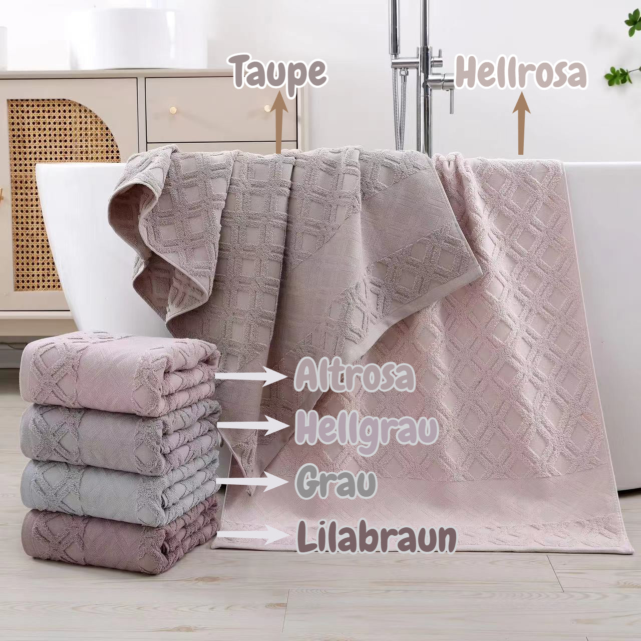 Luxuriöse 100% Baumwolle Badehandtuch-Set – 1 Handtuch & 1 Badetuch, Weich & Saugfähig