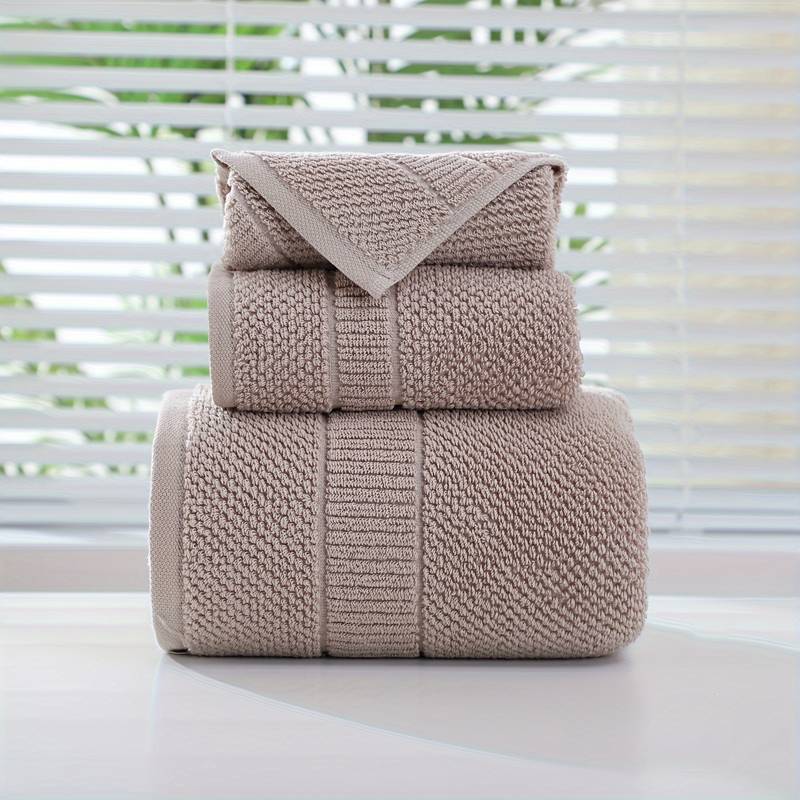 3-teiliges Baumwolle Handtuchset, 1 Waschlappen & 1 Handtuch & 1 Badetuch