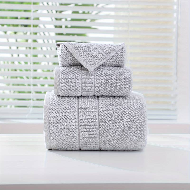 3-teiliges Baumwolle Handtuchset, 1 Waschlappen & 1 Handtuch & 1 Badetuch