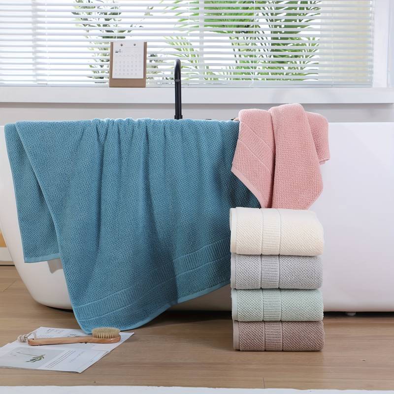 3-teiliges Baumwolle Handtuchset, 1 Waschlappen & 1 Handtuch & 1 Badetuch