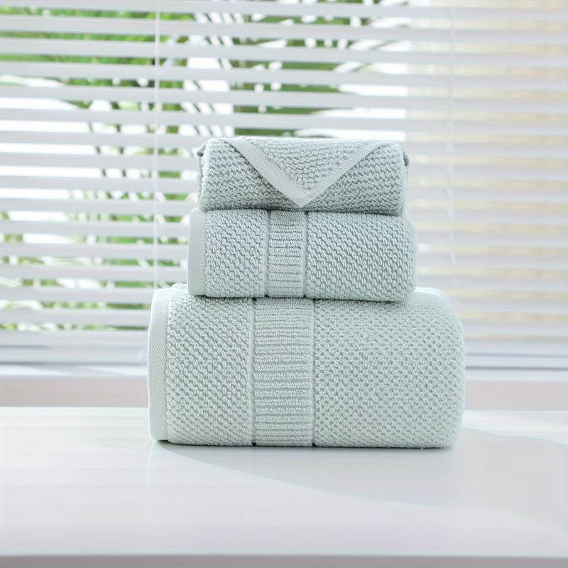 3-teiliges Baumwolle Handtuchset, 1 Waschlappen & 1 Handtuch & 1 Badetuch