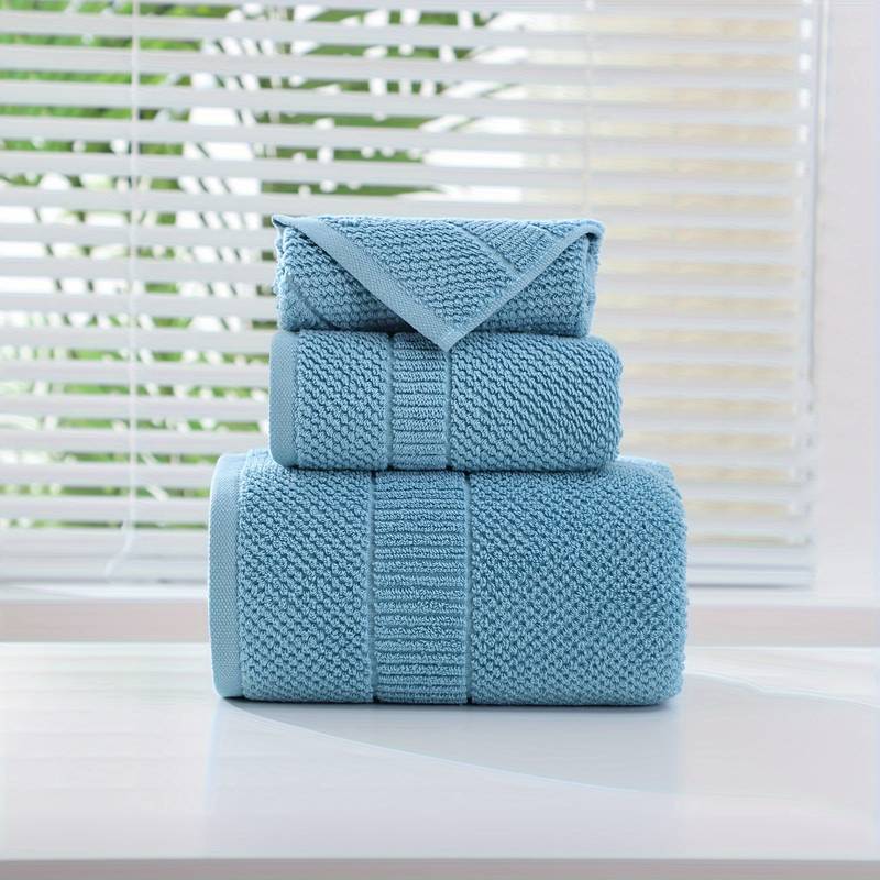 3-teiliges Baumwolle Handtuchset, 1 Waschlappen & 1 Handtuch & 1 Badetuch